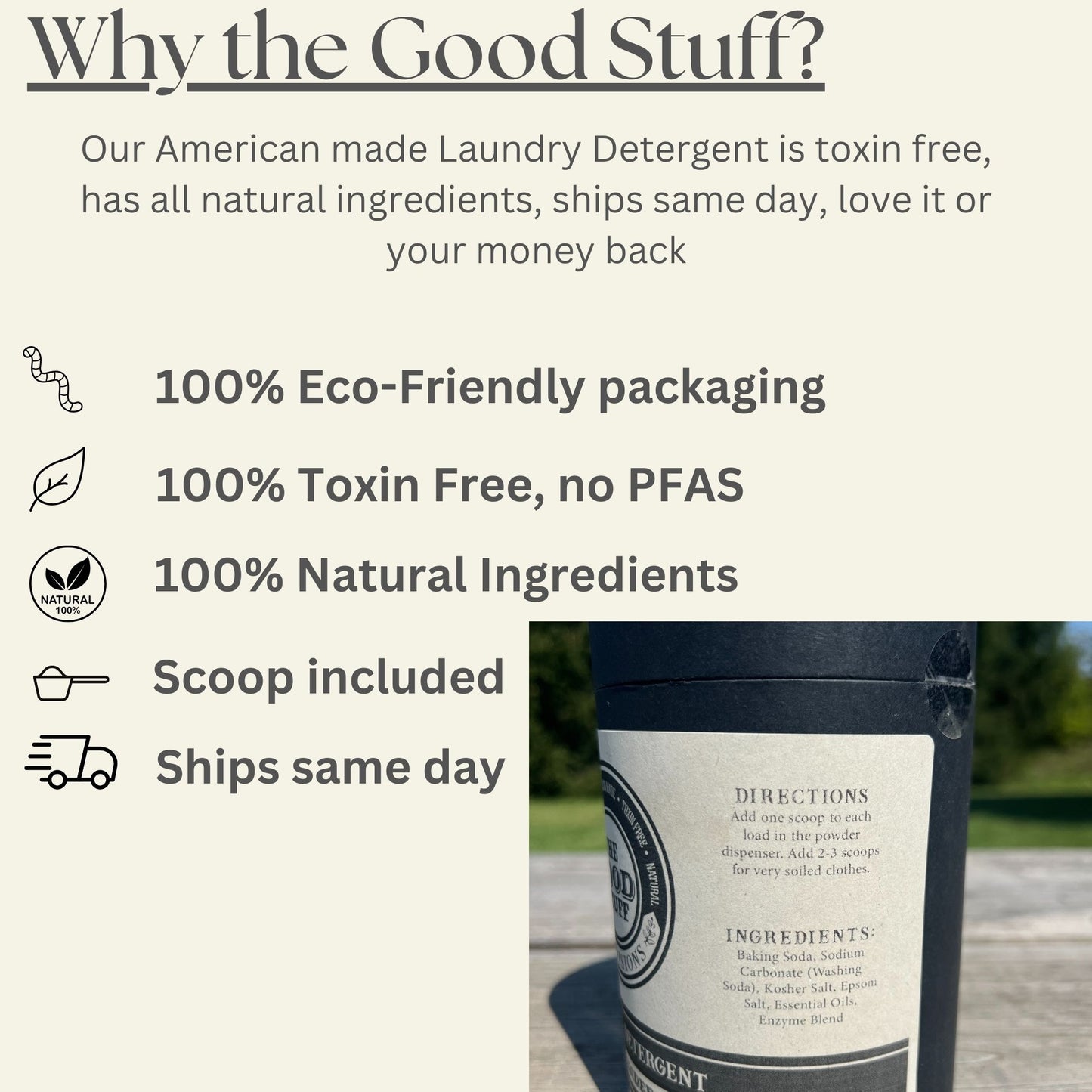 Natural Organic Laundry Detergent - Eco-Friendly, Hypoallergenic, Vegan Laundry Soap